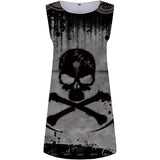 Vevesc Subcultural American High Street O Neck Sleeveless Dresses Gothic Skull Print Vintage Harajuku Women Dress Y2k Aesthetic Clothes