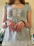 Vevesc  Cute Lace Trim Slim Simple T-Shirts Summer Sweet Basic All-Match Fashion Trendy Japanese Women’s Clothes