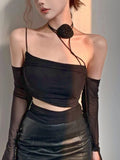 Vevesc Black Backless Sexy Fashion Tops Women Strappy Vintage Designer Slim Sling Female Hang Neck Elegant Casual Tops Autumn New