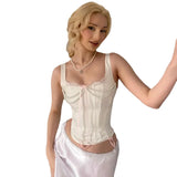 Vevesc High Quality Luxury Brand Women's Clothing 2024 New French Pearl Chain Bow Tie Lace Strap Vest Halter Top Vintage Tank Top Y2k