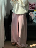 Vevesc Y2K Yellow Fleece-lined Sweatpants Women Korean Fashion Winter Pink Brushed Pants Oversized Harajuku Gray Jogger Trousers
