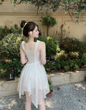 Vevesc  Summer Sweet Princess Mini Dress French Style Spaghetti Strap Sleeveless Fairy Birthday Party Dresses Female Short Vestidos New