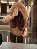 Vevesc White Vintage Knitted Cardigan Sweater Women O Neck Long Sleeve Knitwear Casual Loose Outwear Female Tops