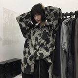 Vevesc Vintage Tie Dye Shirts Women Harajuku Leopard Print Oversize Blouses Streetwear Gothic Long Sleeve Pattern Cardigan Tops