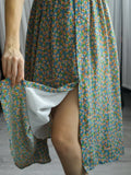 Vevesc Chiffon Summer Dresses For Women Fashion Female Puff Sleeve Vintage Floral Print Peter Pan Collar Boho Dress Casual