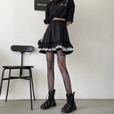 Vevesc Japanese Subcultural Sweet Cool High Street A-line Skirts American Vintage Harajuku Commuter Clothes Temperament Y2k 2000s Skirt