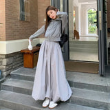 Vevesc American Style Ruched A-line Skirt For Women Lazy Street Mid-length Loose Skirts 2024 Summer New High Waist Faldas Mujer