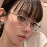 Vevesc Y2K Harajuku Retro Small Square Frame Glasses for Women Metal Eyeglasses Clear Reading Spectacle Blue Light Blocking Eyewear