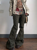 Vevesc Brown Low Waist Jeans Woman Streetwear American Vintage Denim Pants Female Casual Washed Straight Pantalons Mujer Fall