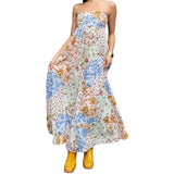 Vevesc  Elegant Off-Shoulder Maxi Dress with Boho Floral Print and Lace-Up Back Detail for Summer Wedding Party or Vacation Beachwear