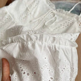 Vevesc  White Woman Dresses Bandage Ruffles A-line Lace Loose Robe Femme 2025 Vestidos De Mujer Fashion Holow Out Sweet Summer Dress