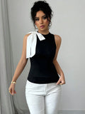 Vevesc  Bow Tie Tank Top Women Aesthetic Clothes Sleeveless Y2k Accessories Slim Fit Cute Crop Tops Elegante Camison Verano Ropa Mujer