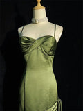 Vevesc  Elegant Satin Halter New Vintage Niche Waisted Fishtail Dress Formal Gown Party Dresses Sling Backless Waist Evening vestidos