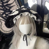 Vevesc Y2k Aesthetic Women Angel's Wings Hats Patchwork Lace Lolita Punk Sweet Hat All Match Japanese Fashion Popular Harajuku Cap