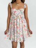 Vevesc  Women V-Neck Maxi Dress Sleeveless Ruffle Floral Print Boho Beach Dress Summer Casual Long Dress with Pockets