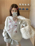 Vevesc Cute Graphic Sweatshirt Women Harajuku Hoodie Japanese Y2k Kawaii Round Neck Pullover Oversized Streetwear Aesthetic