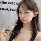 Vevesc Y2K Harajuku Small Square Frame Glasses Women Retro Star Metal Eyeglasses Clear Reading Spectacle Blue Light Blocking Eyewear