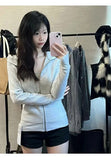 Vevesc Korean Casual Sweatshirt Jacket Solid Color Zipper Hoodie New Pure Cotton Versatile Slim Sweatshirt Autumn and Winter Sports Top