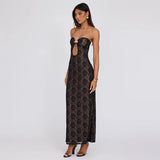 Vevesc Hollow Out Lace Sexy Maxi Dresses For Women Off-shoulder Strapless Outfits Backless Bodycon Y2K Sexy Party Long Dress