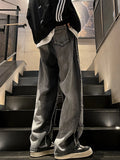Vevesc Women Clothing Grey Gothic Jeans 90s Aesthetic Y2k Oversize Denim Trousers Vintage Harajuku Korean Emo 2000s Trashy Jean Pants