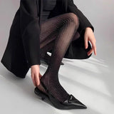 Vevesc  Women's Black Pantyhose Shiny Silver Striped Pantyhose Slim Stockings Tights Women's Sexy Tights Spring Autumn Winter