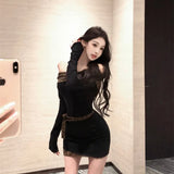 Vevesc American Sexy Slash Neck Splicd Leopard Harajuku Vintage Dress Y2k Aesthetic Short High Street Dresses Moda Punk Women Clothes