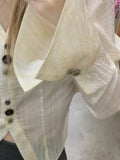 Vevesc Y2k Aesthetic Pleated Flare Sleeve Women Blouse Sexy Single Breasted Slim Grunge Solid Shirt Harajuku Crop Streetwear Blusas