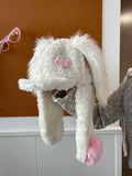 Vevesc  Harajuku Winter Warm Grunge Lamb Wool Hats Y2k Aesthetic Pink Bone Fluffy Vintage Hat Kawaii Lolita Sweet Caps Fashion Korean
