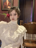 Vevesc Women's White Gothic Pullover Knitted Sweater Harajuku Korean Y2k Turtleneck Long Sleeves Jumper Sweaters Vintage 2000s Clothes