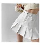 Vevesc Style Simple High Waist A-line Pleated Skirts Korean All Match Popular Harajuku Punk Girl Bottom Y2k Aesthetic Skirt