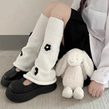 Vevesc 90s Japanese Harajuku Knit Leg Warmers Women Lolita Star Bone Knit JK Pile Socks Leg Socks Y2K Clothes Christmas Warm Boot Cover