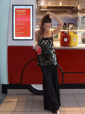 Vevesc  Sexy Sequin Patchwork Women's Dress Backless Sleeveless Slip Female Party Long Dresses 2025 Summer Black Lady Evening Robes