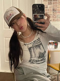 Vevesc New Moda Summer Popular O Neck Long Sleeve T Shirt All Match American Vintage Letter Print Tops Harajuku Y2k Aesthetic Tees