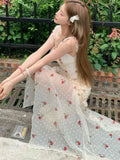 Vevesc  Fashion Sweet Dress for Women Floral Ruffles Lace Patchwork Irregular Sleeveless Design Dresses Summer Female Slim Clothing