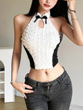 Vevesc 2024 Spring New Arrival Patchwork Color Contrast Sweet Gentle Cute Sexy All-match Fashionable Cool High Street Women Vest