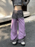 Vevesc Women's Purple Y2k Baggy Cargo Pants Vintage Y2k Harajuku 90s Aesthetic Oversize Pants High Waist Trousers 2000s Fashion Clothes