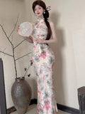 Vevesc  Women Floral Luxury Party Evening Dress Summer Elegant Hollow Out Neck-mounted Long Dress 2025 Korean Bodycon Festival Vestidos