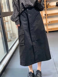 Vevesc Women Black A-line Long Skirt Y2k Cargo Skirts Harajuku Vintage Aesthetic Korean Pockets Skirt 2000s Fashion Clothes Summer