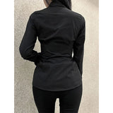 Vevesc Y2K Women Slim Blouses Office Lady Fashion Long Sleeve Folds Chic Shirt Vintage Streetwear Korean Sexy Skinny Casual Tops