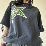 Vevesc Simple Fashion All Match Commuter Star Print Loose T Shirts American Vintage Y2k Aesthetic Casual Tops Punk Streetwear Clothing