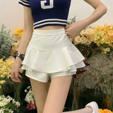 Vevesc Y2K High Waist Ruffle Skirts Summer Korean Streetwear A Line Ball Gown Skirt Female Sweet Preppy All-Match Mini Skirts New