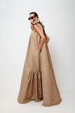Vevesc Elegant Loose Taffeta Long Evening Dresses With Pockets 3D Flower Details A-line Women Maxi Dresses To Party Long Robe