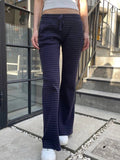 Vevesc  Navy Striped Sport Wide Leg Pants Women Autumn New High Waist Drawstring Trousers American Vintage Streetwear Sweatpants Y2k