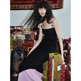Vevesc  Patchwork Contrast Colorblock Midi Long Sleeveless Strap Sexy Elegant Dress Women Maxi Dresses Summer y2k fairycore 00s grunge