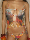 Vevesc  Sexy 3 Pcs Bikini with Skirt Women Halter Mini Skirt Suit Beach Vacation Casual Female Bathing Suit Summer