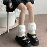 Vevesc Lolita Kawaii Fur Warm Leg Warmers Harajuku JK College Style Knitted Warm Socks Over Knee Boot Cuffs Wide Leg Socks