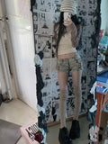Vevesc Y2k Aesthetic Sexy Slim Short Pants Summer Euramerican Sweet Cool Constrast Color Buttoms Girl Bottom Harajuku Punk Denim Shorts