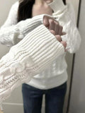 Vevesc  Autumn Sweet Solid Twist Sweater Women Y2k Aesthetic Casual Loose Vintage Tops Preppy Style Fairy Knitwear All Match Jumper
