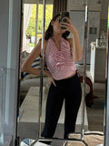 Vevesc  Elegant 3D Roses Women's Vest Casual Solid Ruffled Halter Female Crop Tops Summer 2025 New Lady Slim Outerwears Beachwear 2025