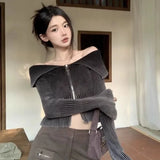 Vevesc Y2K Winter Women Korean Vintage Japanese Acubi Knit Sweater Long Sleeve Sweaters Pullover Knitted Gyaru Grunge Pullovers Clothes